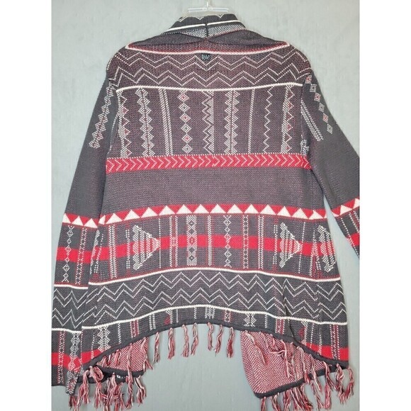 Billabong Designer's Closet Boho Cardigan Wrap Southwestern Print Fringe Size S - Picture 6 of 14